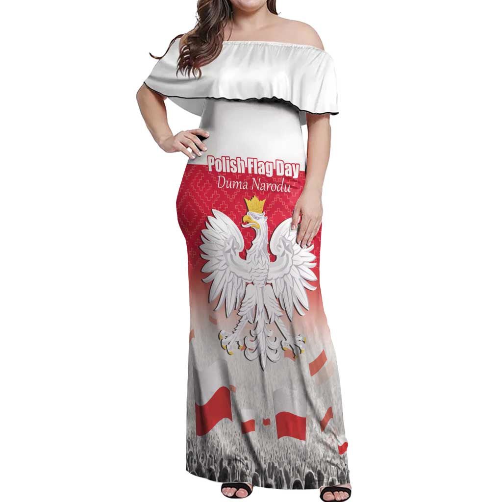Polish Flag Day Personalized Off Shoulder Maxi Dress Duma Narodu 2nd May