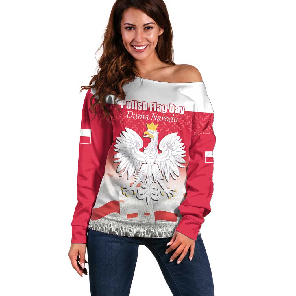 Polish Flag Day Personalized Off Shoulder Sweater Duma Narodu 2nd May