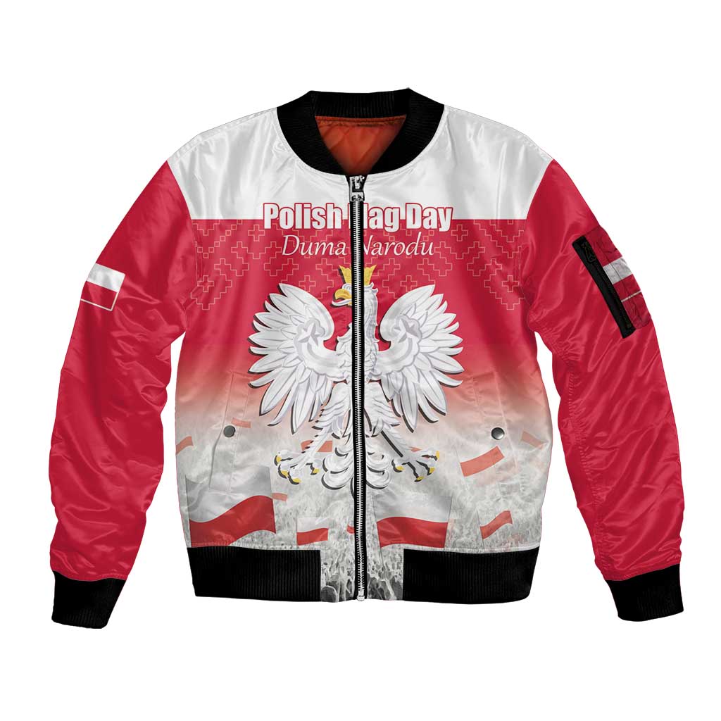 Polish Flag Day Personalized Sleeve Zip Bomber Jacket Duma Narodu 2nd May