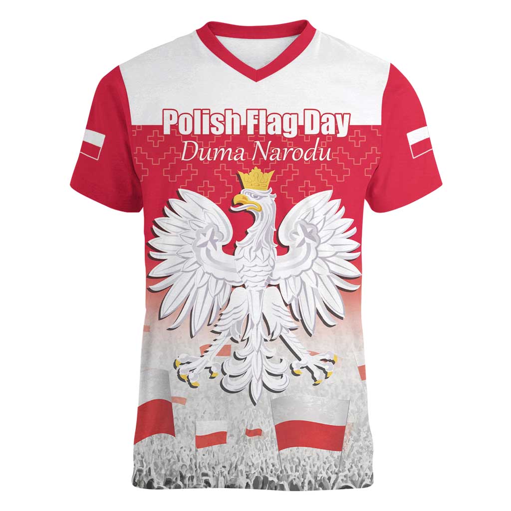 Polish Flag Day Personalized Women V-Neck T-Shirt Duma Narodu 2nd May