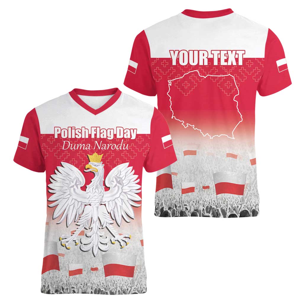 Polish Flag Day Personalized Women V-Neck T-Shirt Duma Narodu 2nd May