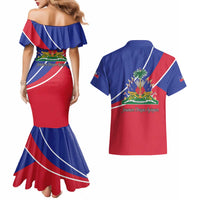 Haitian Flag Day 18 May Couples Matching Mermaid Dress and Hawaiian Shirt Jounen Drapo Ayisyen