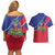 Haitian Flag Day 18 May Couples Matching Off Shoulder Short Dress and Hawaiian Shirt Jounen Drapo Ayisyen