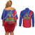 Haitian Flag Day 18 May Couples Matching Off Shoulder Short Dress and Long Sleeve Button Shirt Jounen Drapo Ayisyen