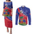 Haitian Flag Day 18 May Couples Matching Puletasi and Long Sleeve Button Shirt Jounen Drapo Ayisyen