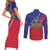 Haitian Flag Day 18 May Couples Matching Short Sleeve Bodycon Dress and Long Sleeve Button Shirt Jounen Drapo Ayisyen
