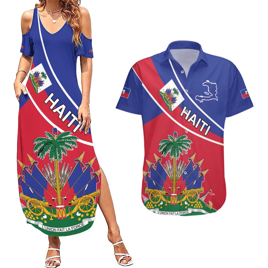 Haitian Flag Day 18 May Couples Matching Summer Maxi Dress and Hawaiian Shirt Jounen Drapo Ayisyen