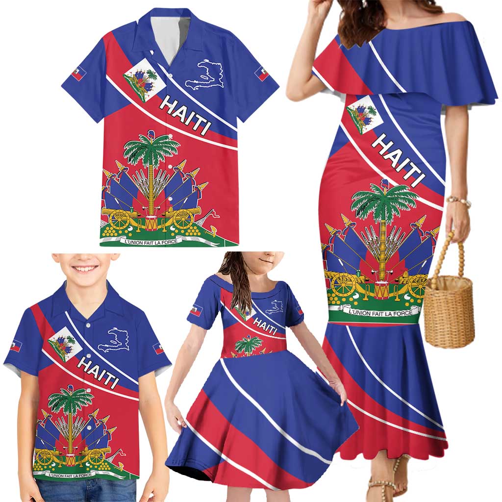 Haitian Flag Day 18 May Family Matching Mermaid Dress and Hawaiian Shirt Jounen Drapo Ayisyen