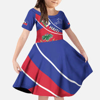 Haitian Flag Day 18 May Family Matching Off The Shoulder Long Sleeve Dress and Hawaiian Shirt Jounen Drapo Ayisyen