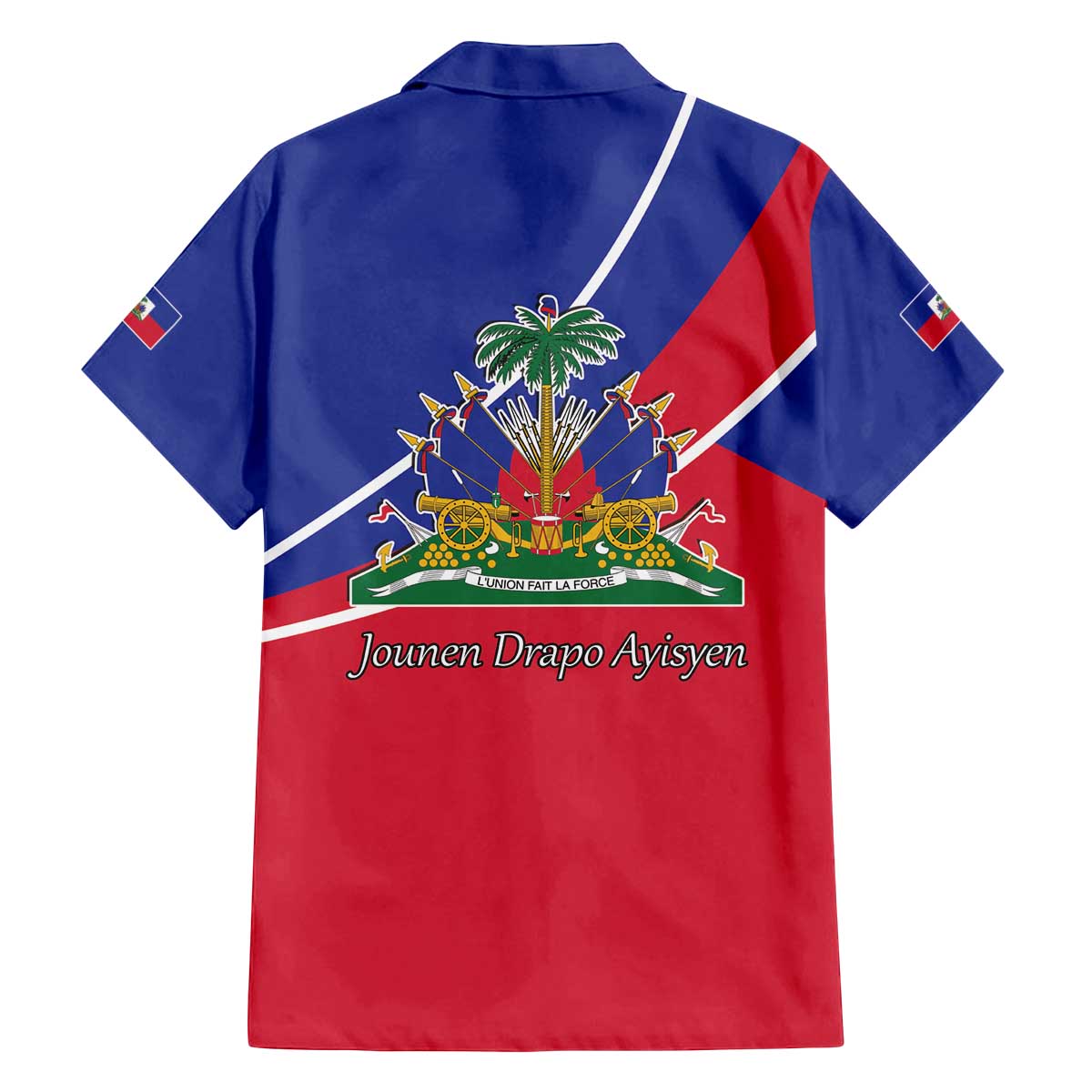 Haitian Flag Day 18 May Family Matching Off The Shoulder Long Sleeve Dress and Hawaiian Shirt Jounen Drapo Ayisyen