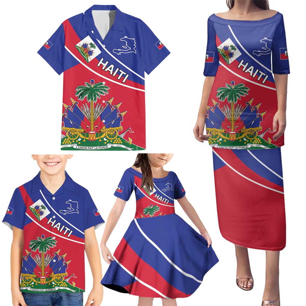 Haitian Flag Day 18 May Family Matching Puletasi and Hawaiian Shirt Jounen Drapo Ayisyen
