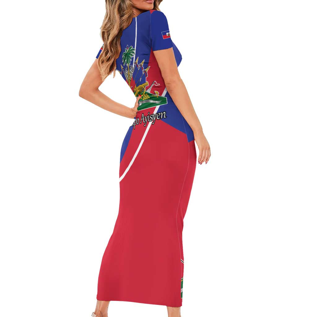 Haitian Flag Day 18 May Family Matching Short Sleeve Bodycon Dress and Hawaiian Shirt Jounen Drapo Ayisyen