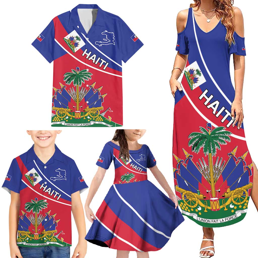 Haitian Flag Day 18 May Family Matching Summer Maxi Dress and Hawaiian Shirt Jounen Drapo Ayisyen