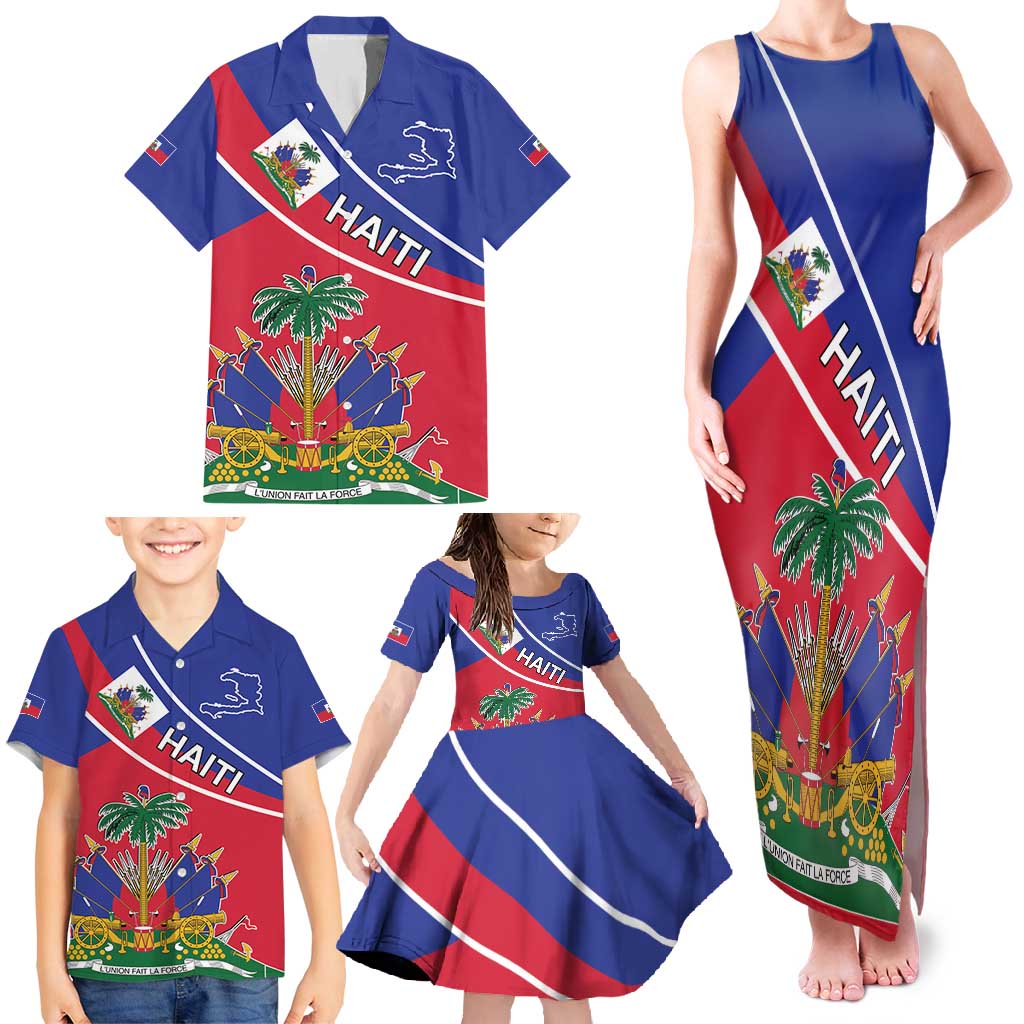 Haitian Flag Day 18 May Family Matching Tank Maxi Dress and Hawaiian Shirt Jounen Drapo Ayisyen