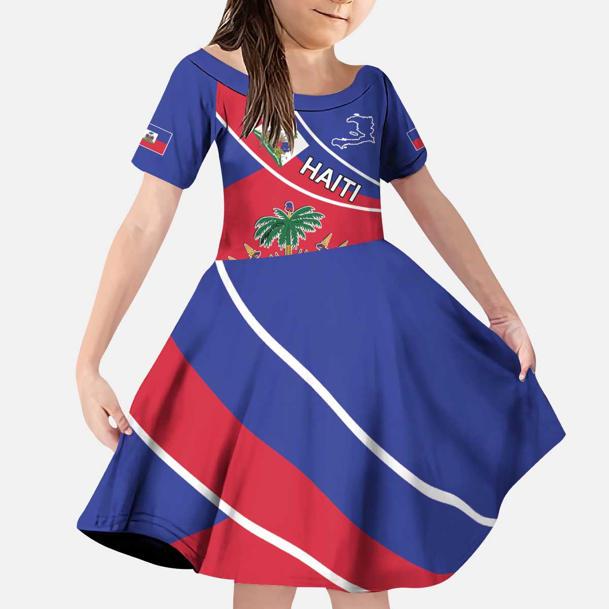 Haitian Flag Day 18 May Kid Short Sleeve Dress Jounen Drapo Ayisyen