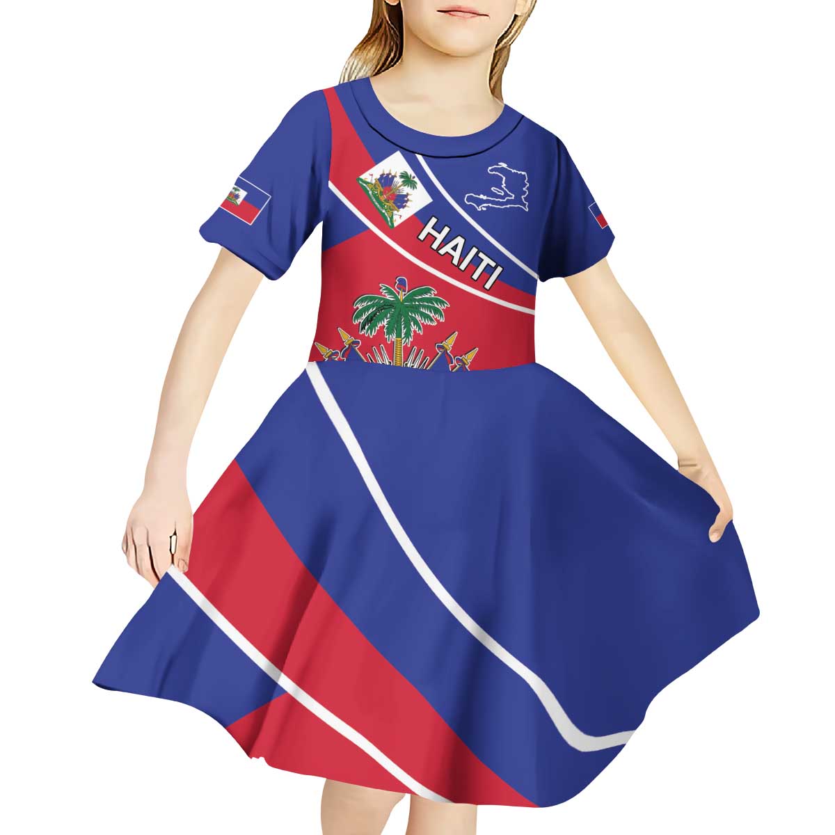 Haitian Flag Day 18 May Kid Short Sleeve Dress Jounen Drapo Ayisyen