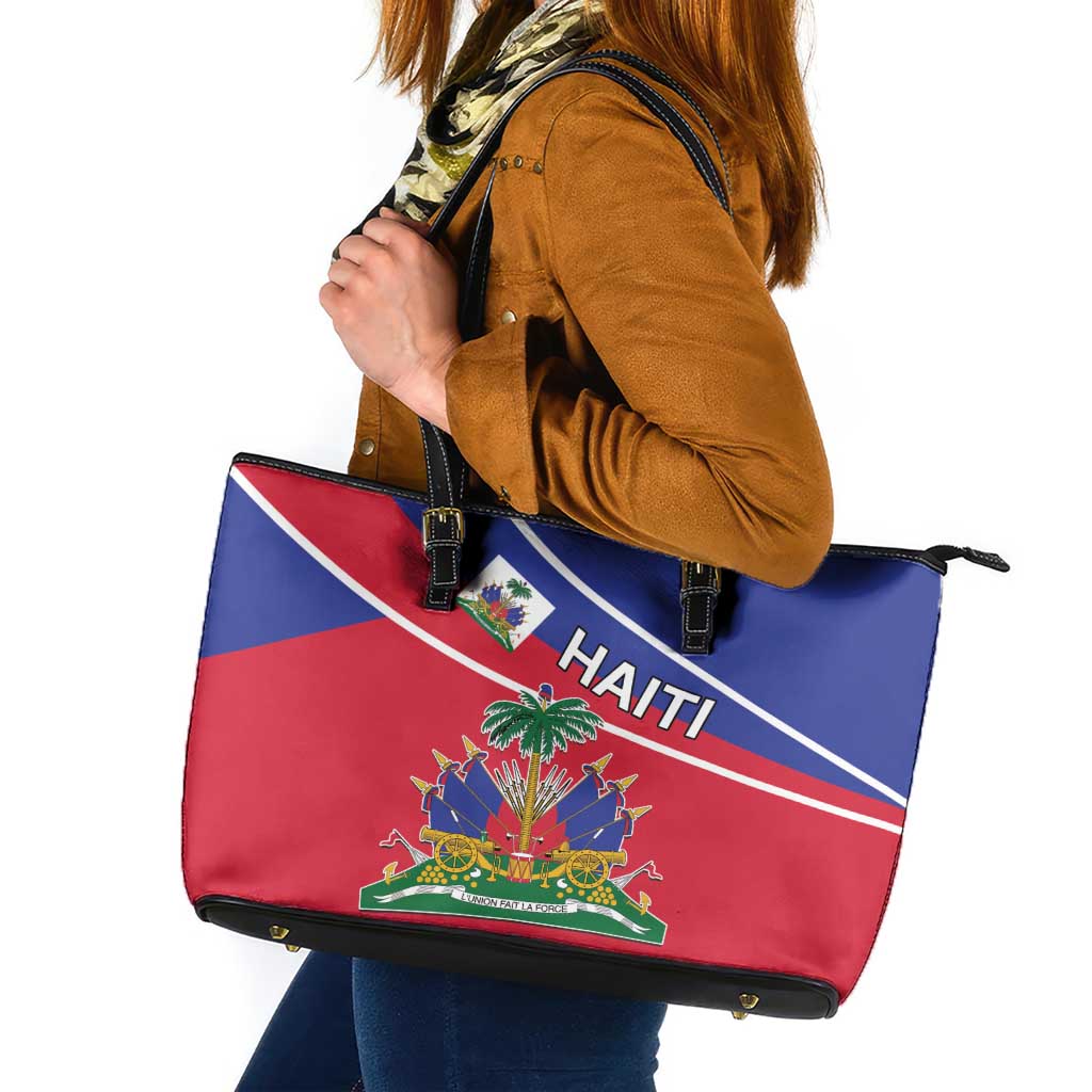 Haitian Flag Day 18 May Leather Tote Bag Jounen Drapo Ayisyen
