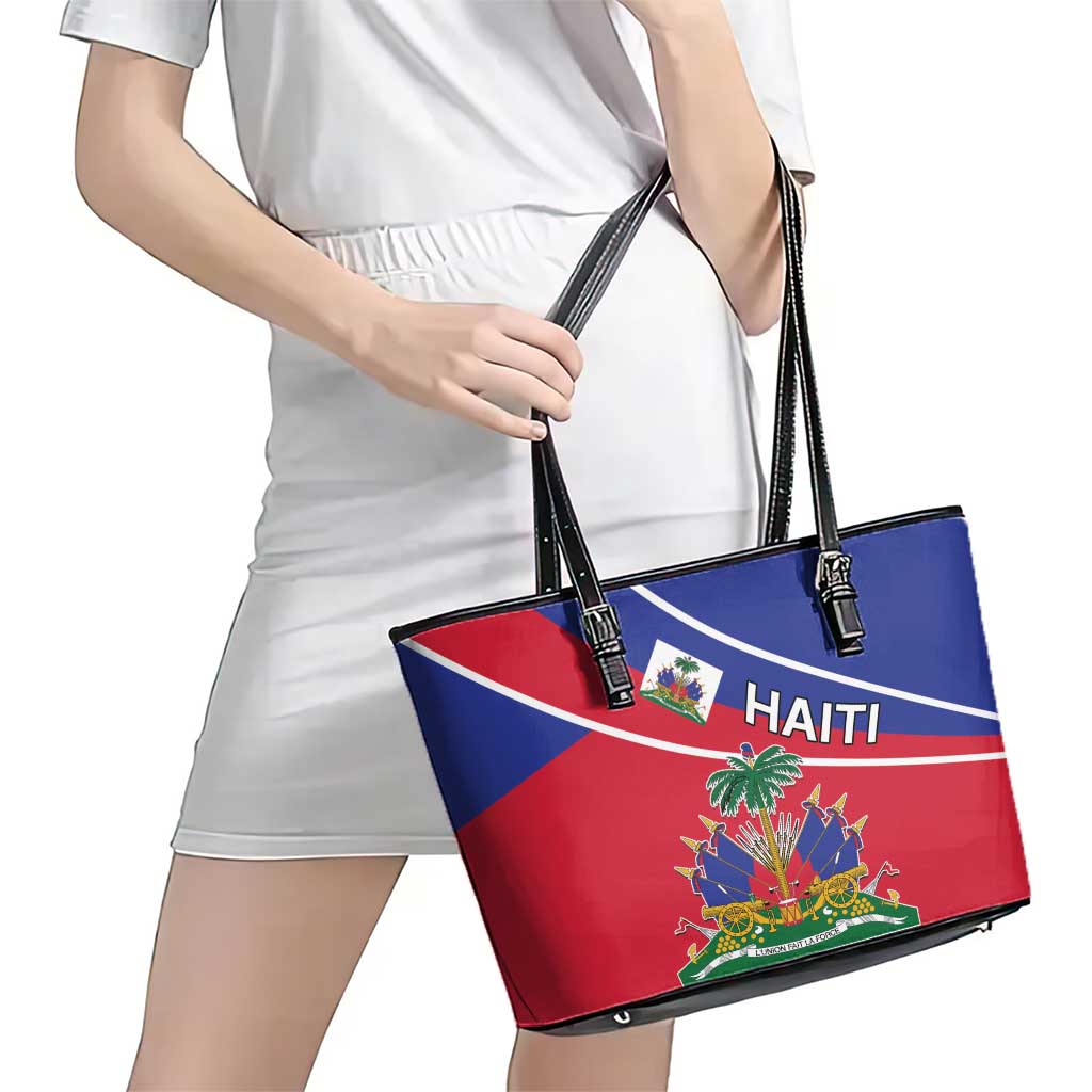 Haitian Flag Day 18 May Leather Tote Bag Jounen Drapo Ayisyen