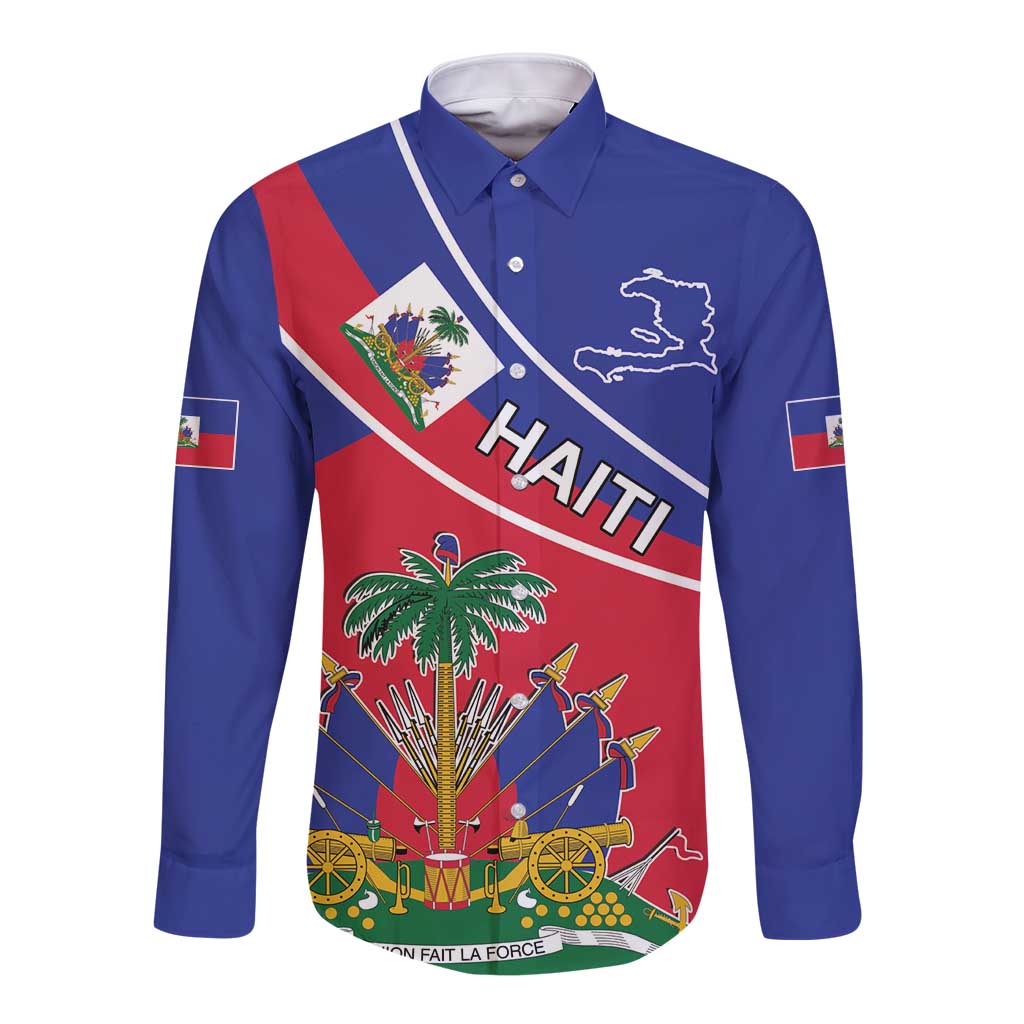 Haitian Flag Day 18 May Long Sleeve Button Shirt Jounen Drapo Ayisyen