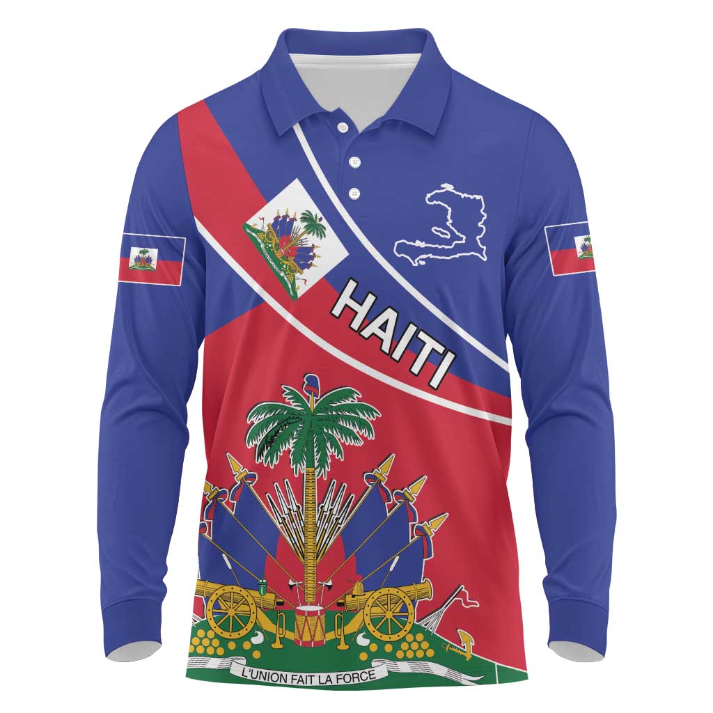 Haitian Flag Day 18 May Long Sleeve Polo Shirt Jounen Drapo Ayisyen