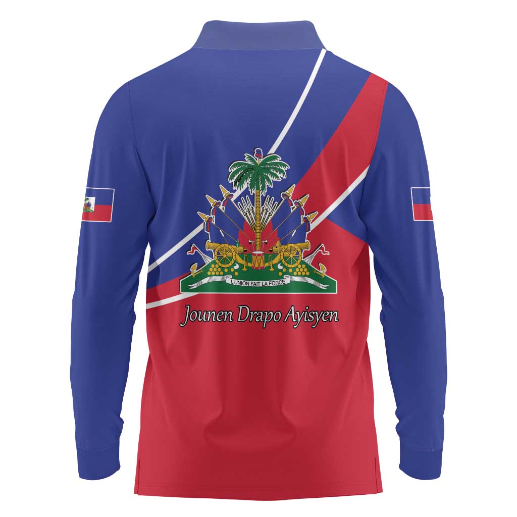 Haitian Flag Day 18 May Long Sleeve Polo Shirt Jounen Drapo Ayisyen
