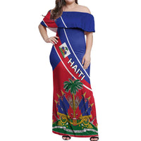 Haitian Flag Day 18 May Off Shoulder Maxi Dress Jounen Drapo Ayisyen