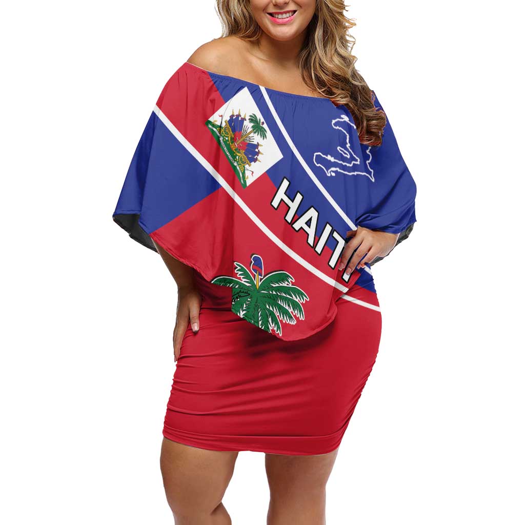 Haitian Flag Day 18 May Off Shoulder Short Dress Jounen Drapo Ayisyen