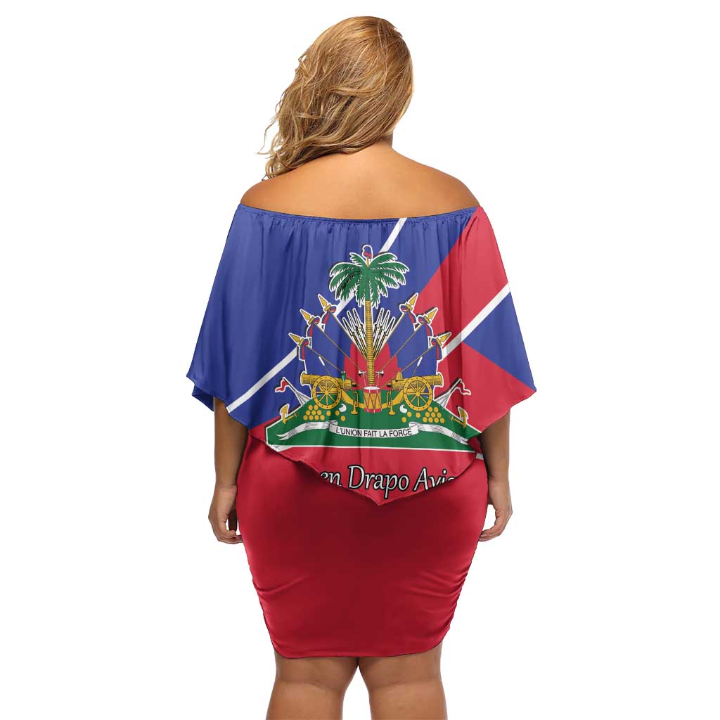 Haitian Flag Day 18 May Off Shoulder Short Dress Jounen Drapo Ayisyen