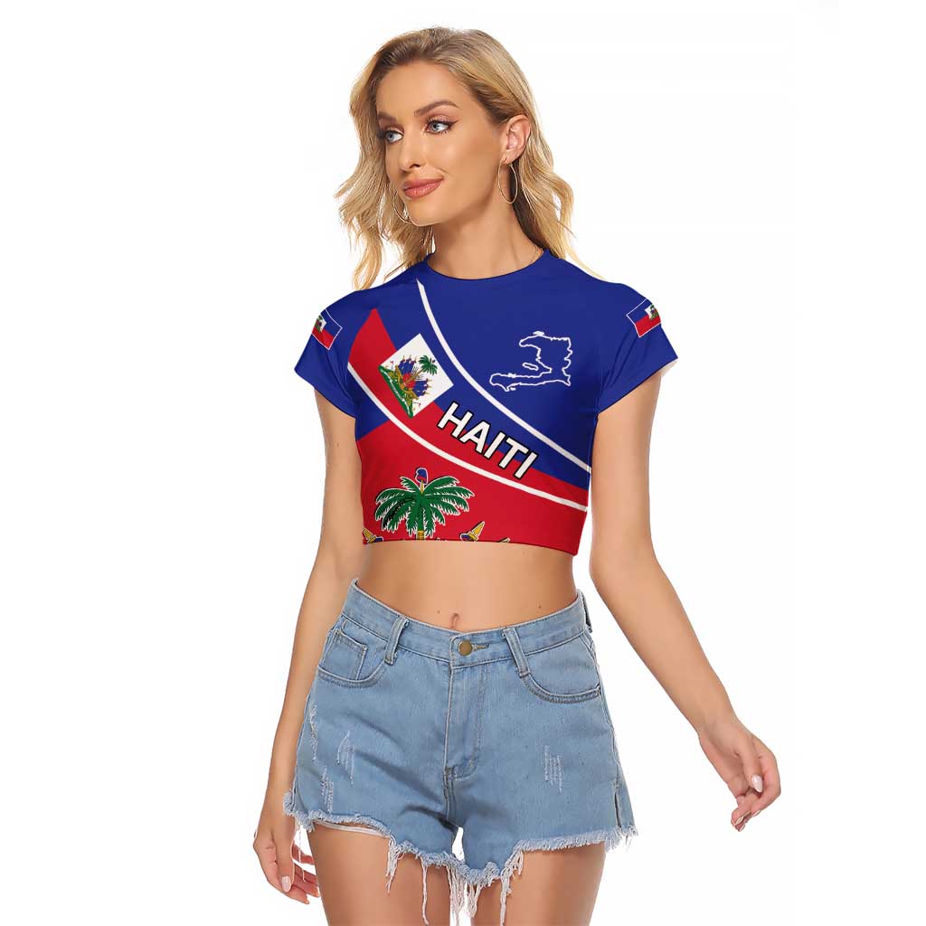 Haitian Flag Day 18 May Raglan Cropped T Shirt Jounen Drapo Ayisyen
