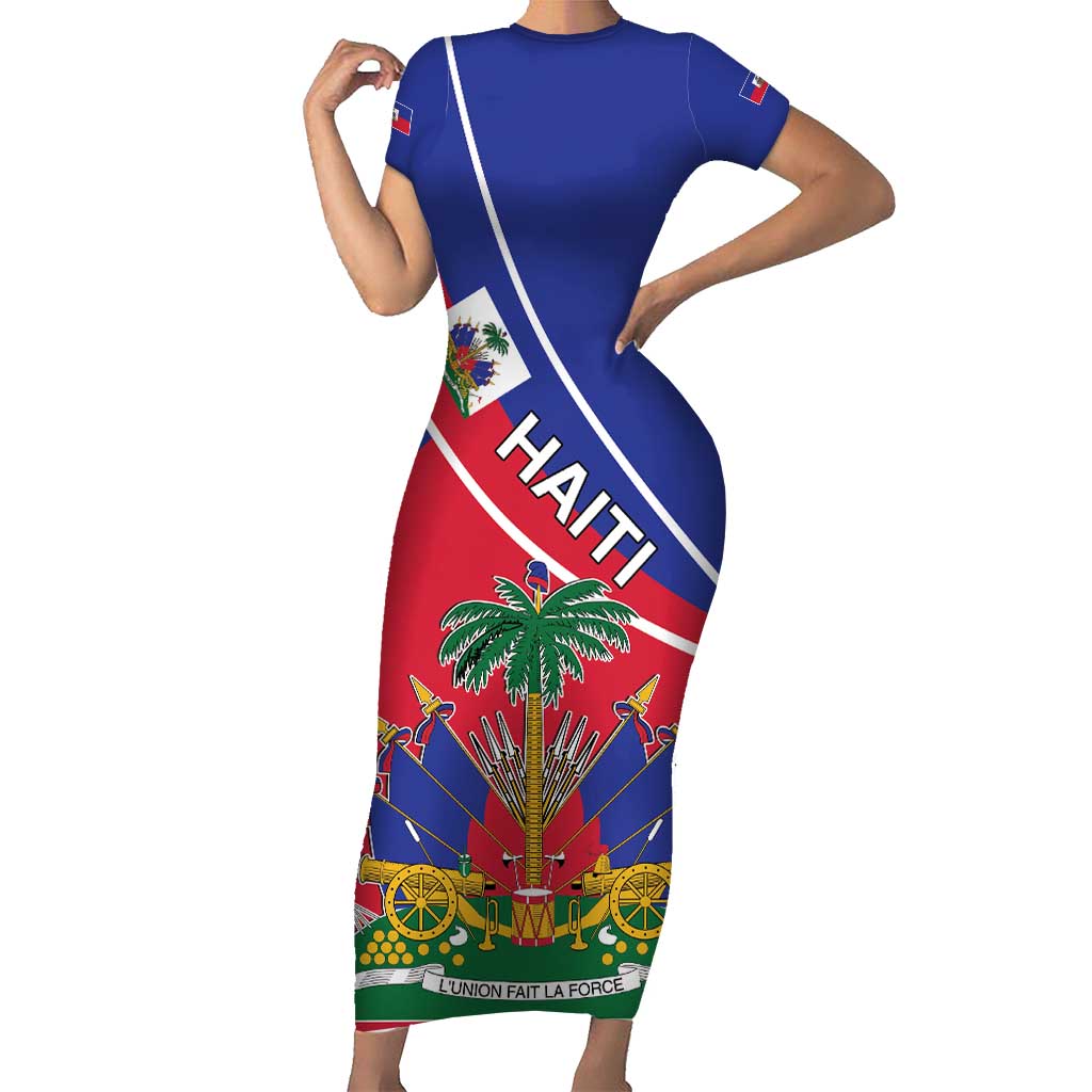 Haitian Flag Day 18 May Short Sleeve Bodycon Dress Jounen Drapo Ayisyen