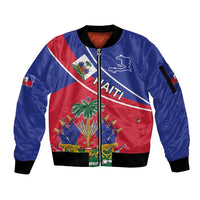 Haitian Flag Day 18 May Sleeve Zip Bomber Jacket Jounen Drapo Ayisyen