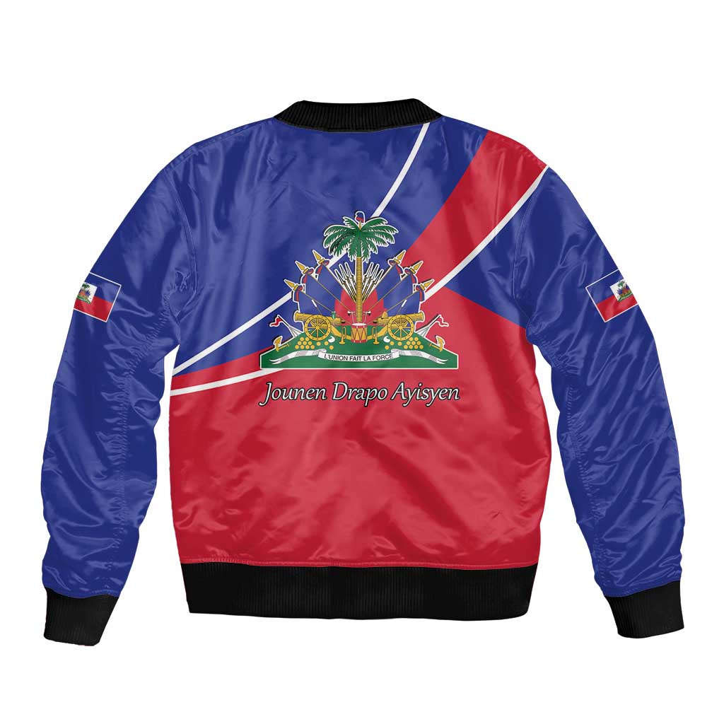Haitian Flag Day 18 May Sleeve Zip Bomber Jacket Jounen Drapo Ayisyen