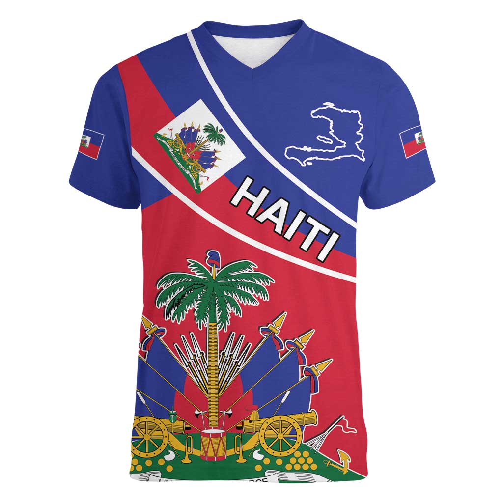 Haitian Flag Day 18 May Women V-Neck T-Shirt Jounen Drapo Ayisyen