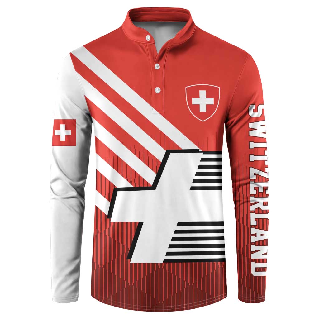 Switzerland Coat of Arms Button Sweatshirt Swiss Greek cross