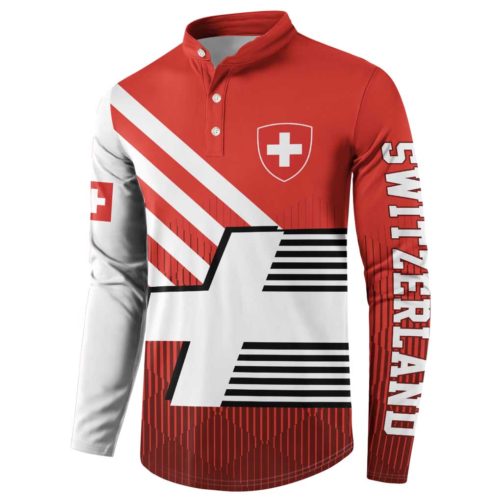 Switzerland Coat of Arms Button Sweatshirt Swiss Greek cross