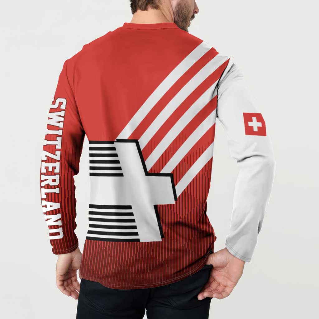 Switzerland Coat of Arms Button Sweatshirt Swiss Greek cross