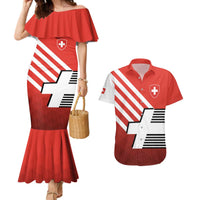 Switzerland Coat of Arms Couples Matching Mermaid Dress and Hawaiian Shirt Swiss Greek cross