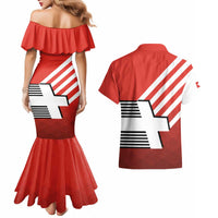 Switzerland Coat of Arms Couples Matching Mermaid Dress and Hawaiian Shirt Swiss Greek cross