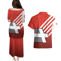 Switzerland Coat of Arms Couples Matching Puletasi and Hawaiian Shirt Swiss Greek cross