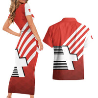 Switzerland Coat of Arms Couples Matching Short Sleeve Bodycon Dress and Hawaiian Shirt Swiss Greek cross