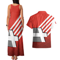 Switzerland Coat of Arms Couples Matching Tank Maxi Dress and Hawaiian Shirt Swiss Greek cross