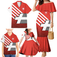 Switzerland Coat of Arms Family Matching Mermaid Dress and Hawaiian Shirt Swiss Greek cross