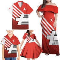 Switzerland Coat of Arms Family Matching Off Shoulder Maxi Dress and Hawaiian Shirt Swiss Greek cross
