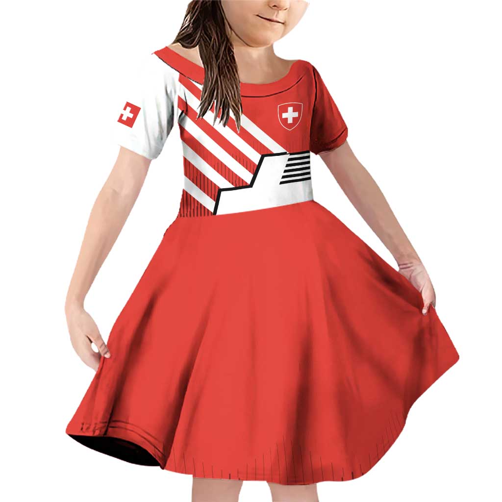 Switzerland Coat of Arms Family Matching Off Shoulder Short Dress and Hawaiian Shirt Swiss Greek cross