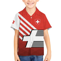 Switzerland Coat of Arms Family Matching Off Shoulder Short Dress and Hawaiian Shirt Swiss Greek cross