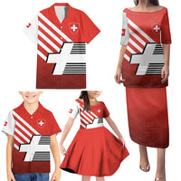 Switzerland Coat of Arms Family Matching Puletasi and Hawaiian Shirt Swiss Greek cross