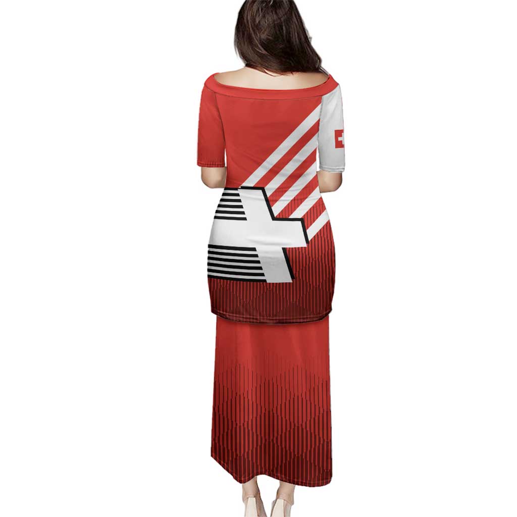 Switzerland Coat of Arms Family Matching Puletasi and Hawaiian Shirt Swiss Greek cross