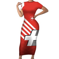 Switzerland Coat of Arms Family Matching Short Sleeve Bodycon Dress and Hawaiian Shirt Swiss Greek cross