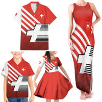 Switzerland Coat of Arms Family Matching Tank Maxi Dress and Hawaiian Shirt Swiss Greek cross