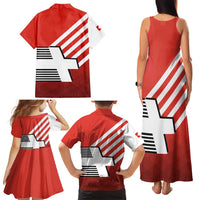 Switzerland Coat of Arms Family Matching Tank Maxi Dress and Hawaiian Shirt Swiss Greek cross